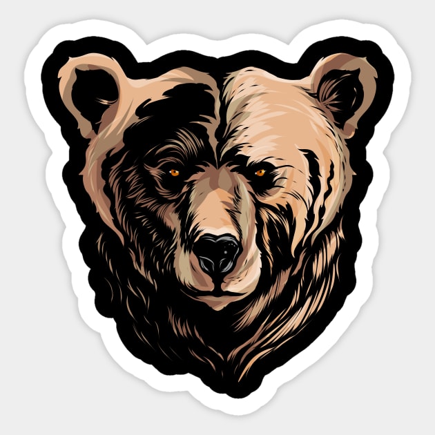 Bear Grizzly Face View Head Sticker by SinBle